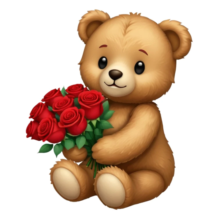 Teddy bear holding bouquet of red roses  sticker
