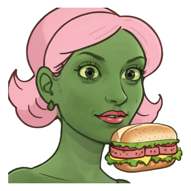 kawaii lady with spam meat sandwich  sticker