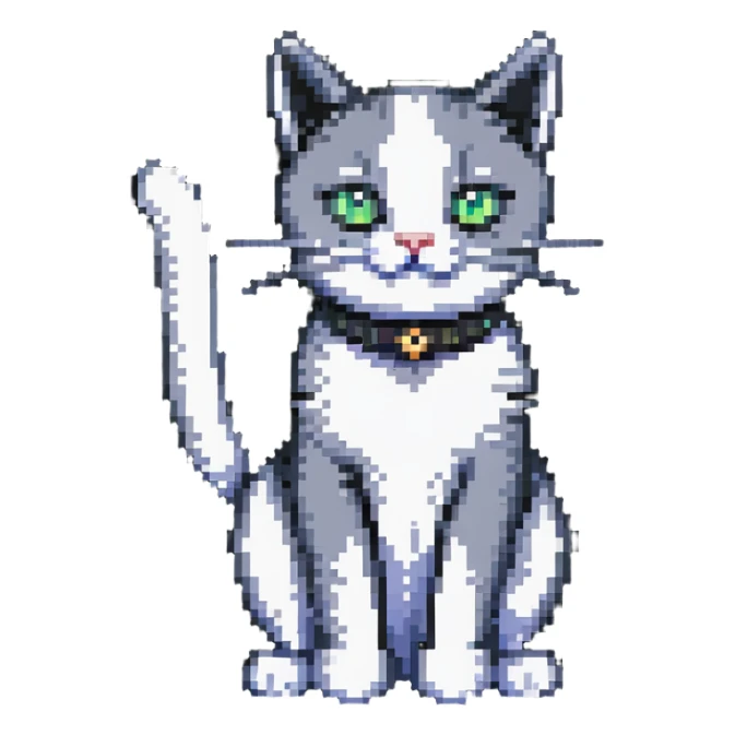 cat giving a thumbs up, icon style, stippling effect, 16-bit aesthetic sticker