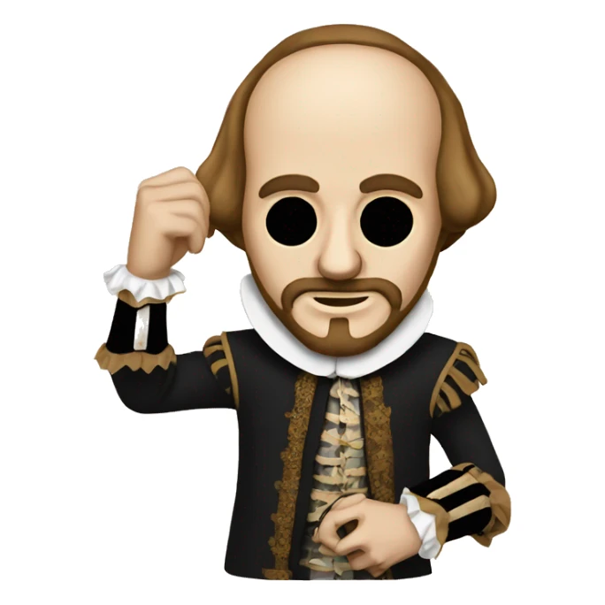 Shakespeare holds a tragic mask in his hand sticker
