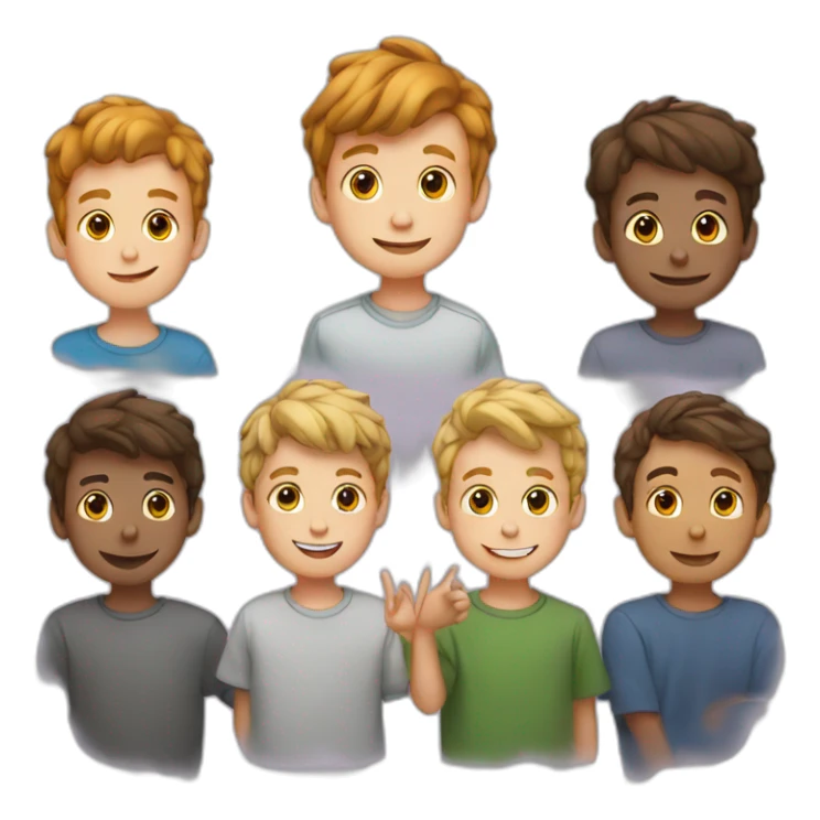 5 Boys saying thankyou sticker