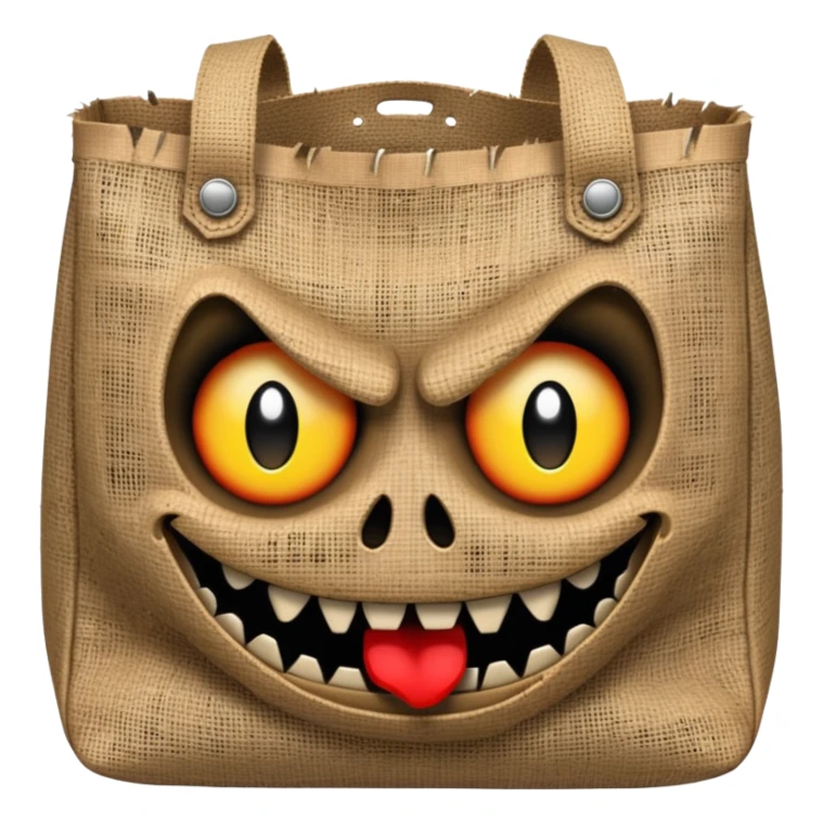 scary bag with frightening face and menacing expression sticker