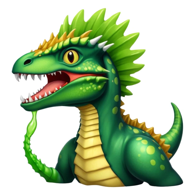 Dilophosaurus spitting out black liquid and frills popping out sticker
