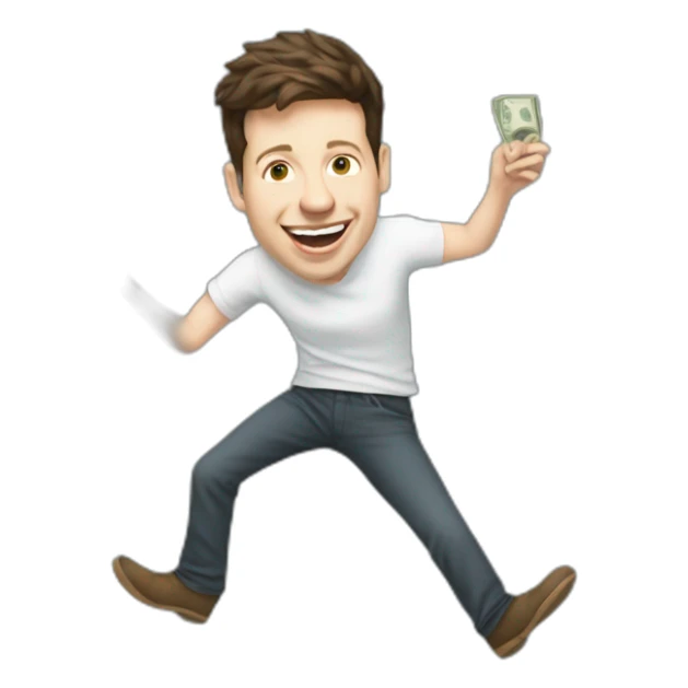 sam altman frolicking in cash sticker