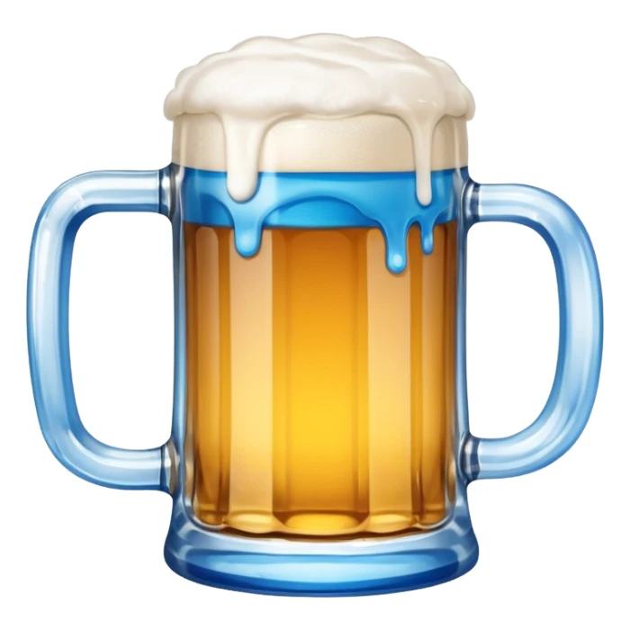 A large clear glass mug with a bright blue liquid inside.  Make the mug thicker and white/clear, not blue. beer stein. Handle is not blue. The walls of the mug are very thick and white sticker