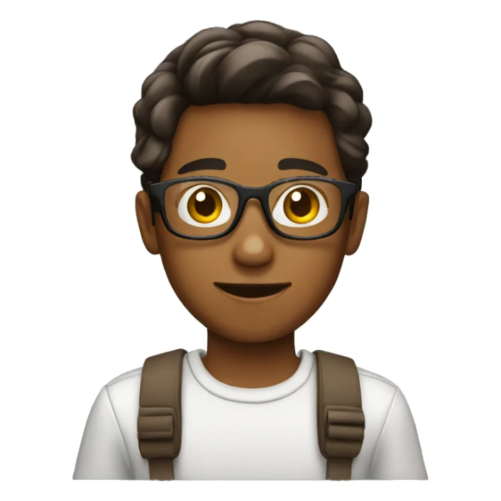 brown-skinned boy wearing glasses filming through cell phone sticker