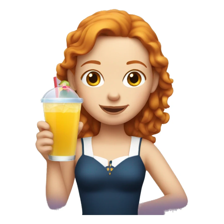 ginger girl on a cruise holding a drink sticker