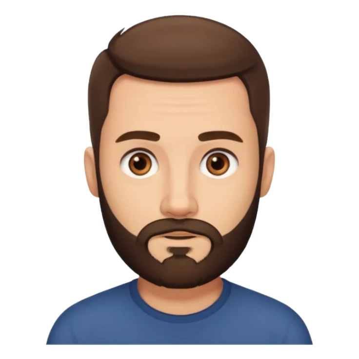 man, short hair, brown eyes, full beard, interested in what he sees sticker