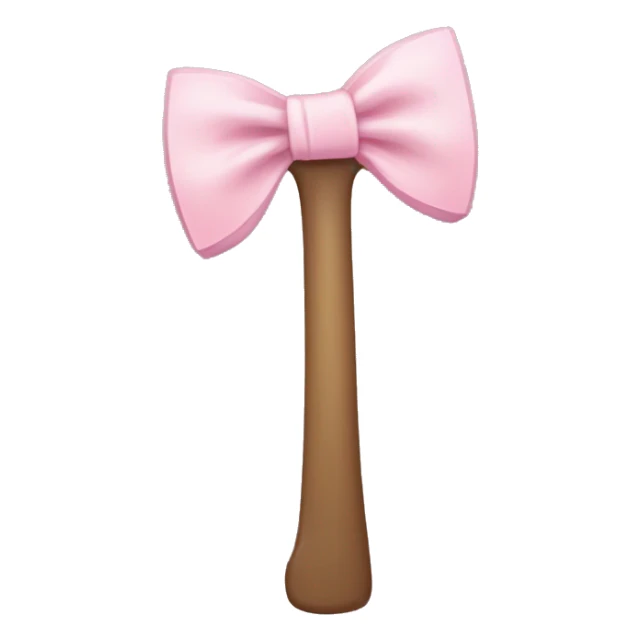 axe with a pale pink bow tied on the stick sticker