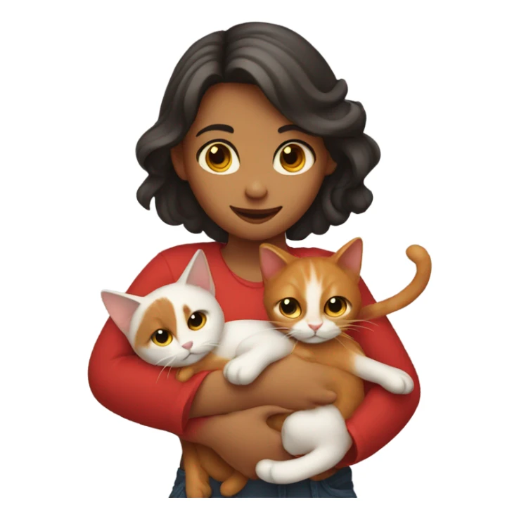 girl with red cat in her arms sticker