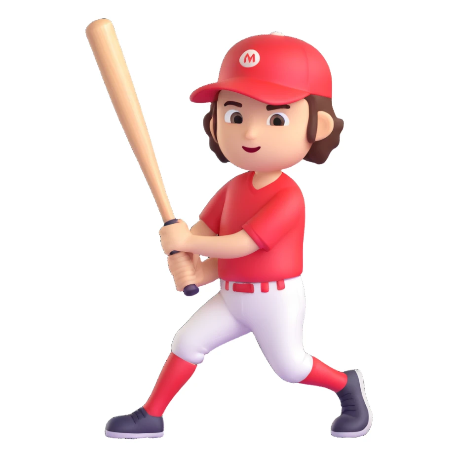 Make the baseball bat character all the same color and render it in a 3D style with no background. sticker