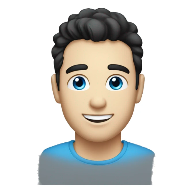 Man, blue eyes, black hair, bright blue eyes, white skin, caucasian, smiling, happy sticker