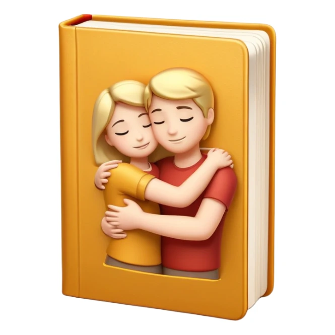 Book with arms hugging a person, showing affection sticker