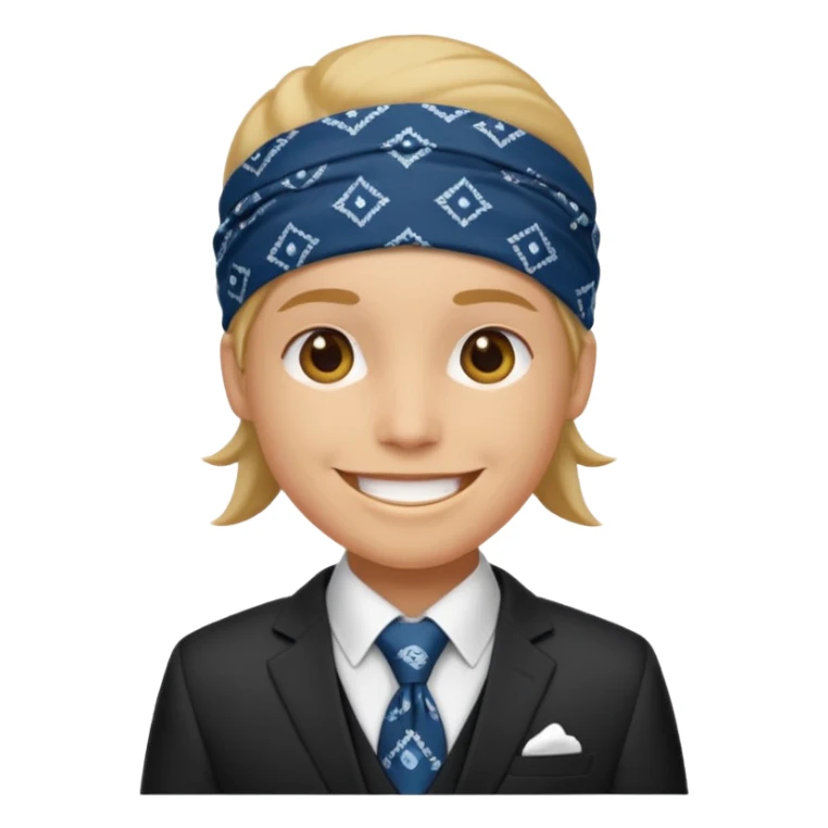 Character wearing a bandana and a suit sticker
