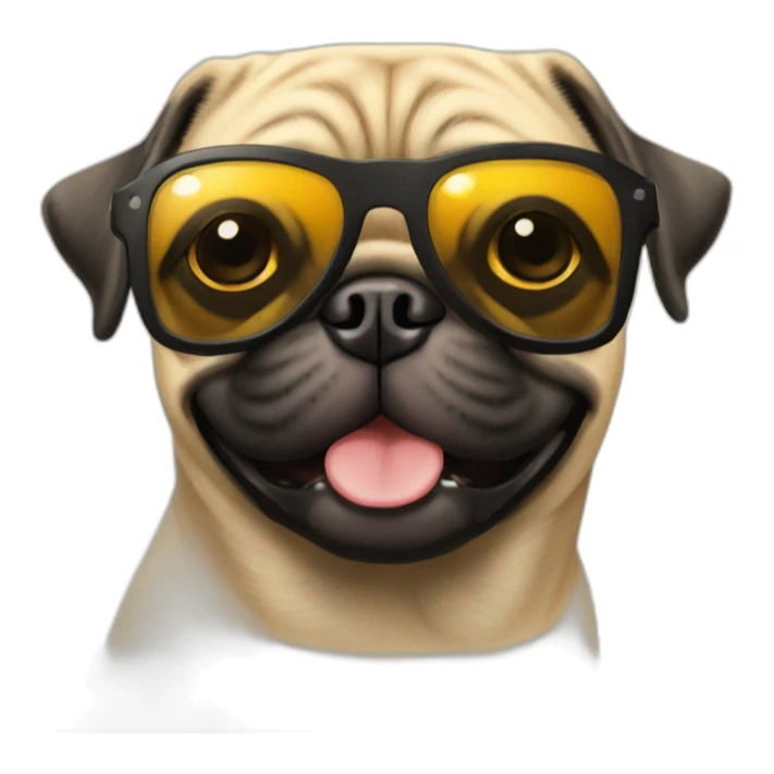 Pug in a beach smiling with sun glasses  sticker