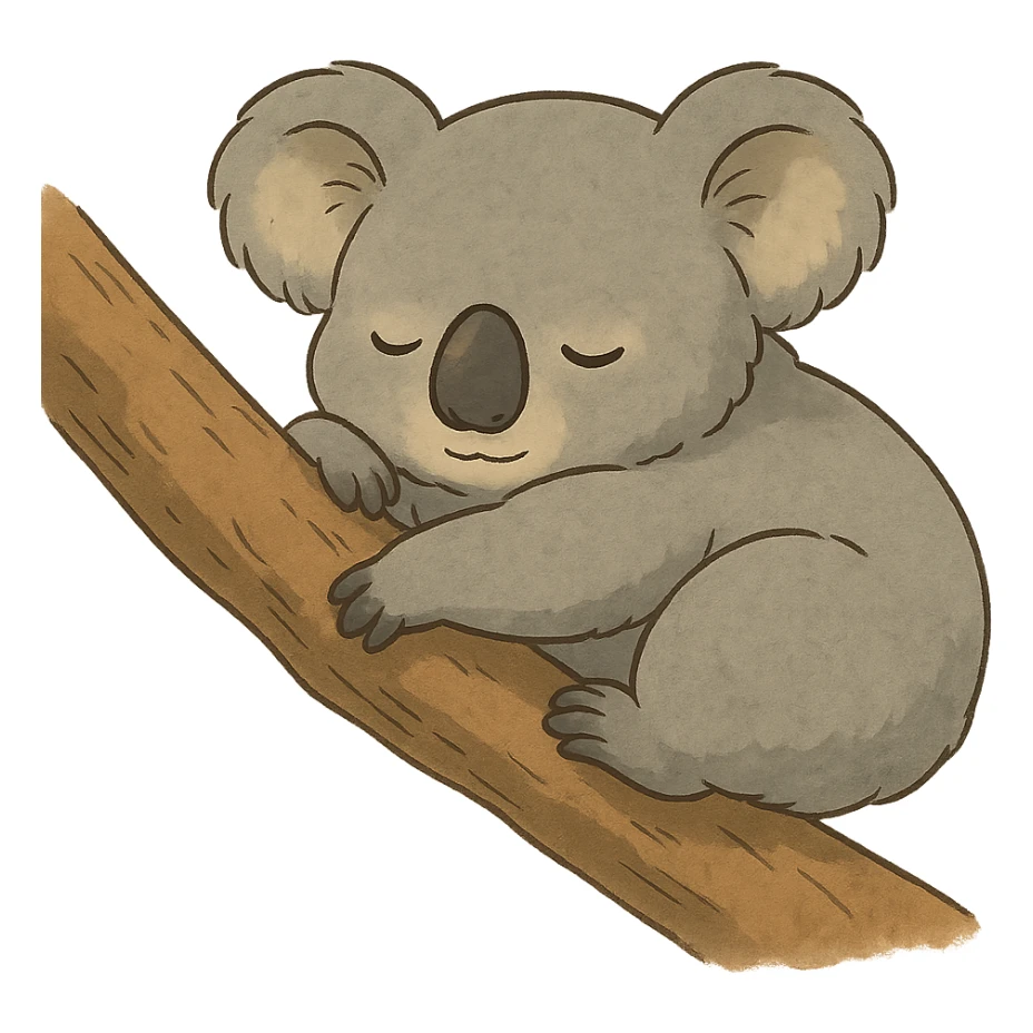 sleeping koala, peaceful and cozy in ghibli style sticker