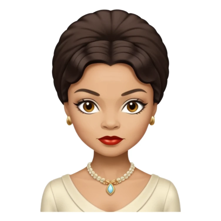 Eartha Kitt with dark brown hair, ivory outfit sticker