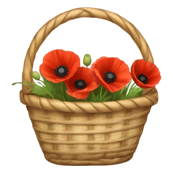 Rattan basket of red poppies sticker