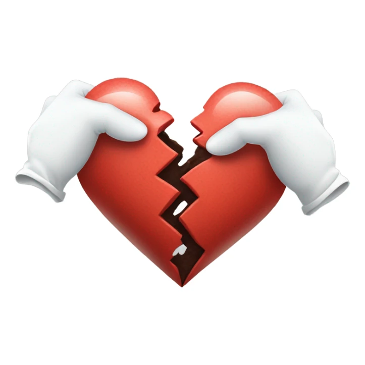 hands with white gloves breaking a heart in half  sticker