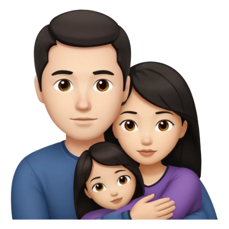 Chite guy dark hair asian girl cuddling sticker