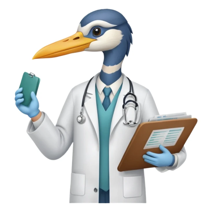 heron as a doctor sticker