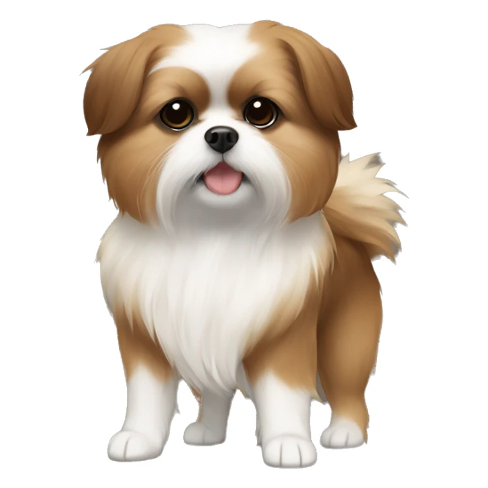 Pomeranian shih tzu mix with brown, white, and black coat sticker