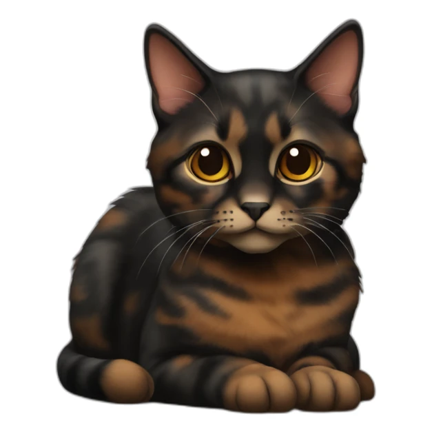 A sit black and brown tortoiseshell cat without white fur sticker