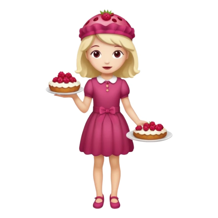 Raspberry torte human full body and legs girl with a raspberry barrette on her head sticker