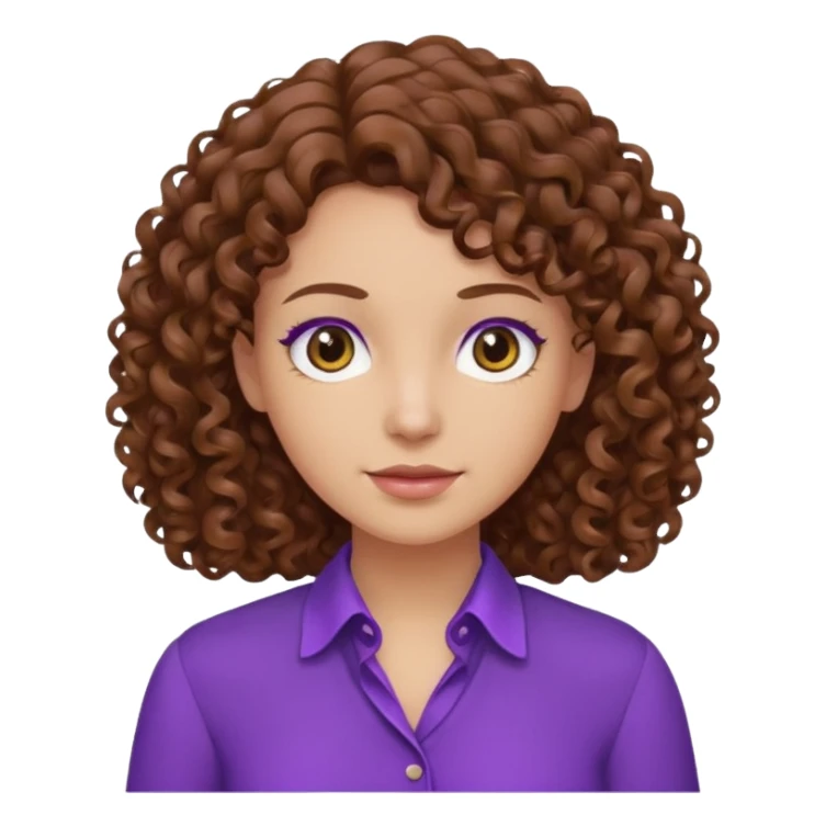 brown curly hair purple blouse sticker