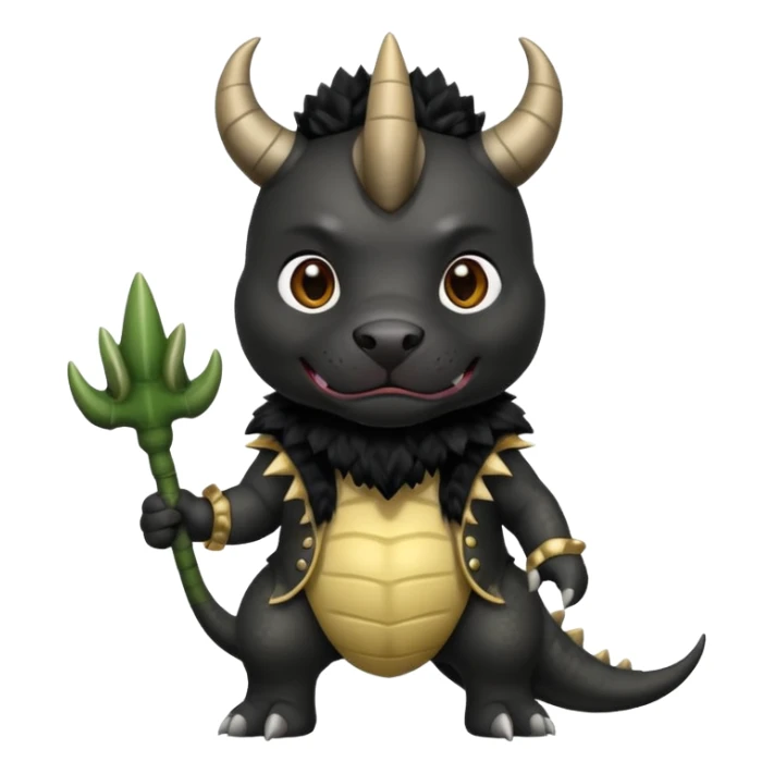 Black pitbull dressed as a triceratops black sticker
