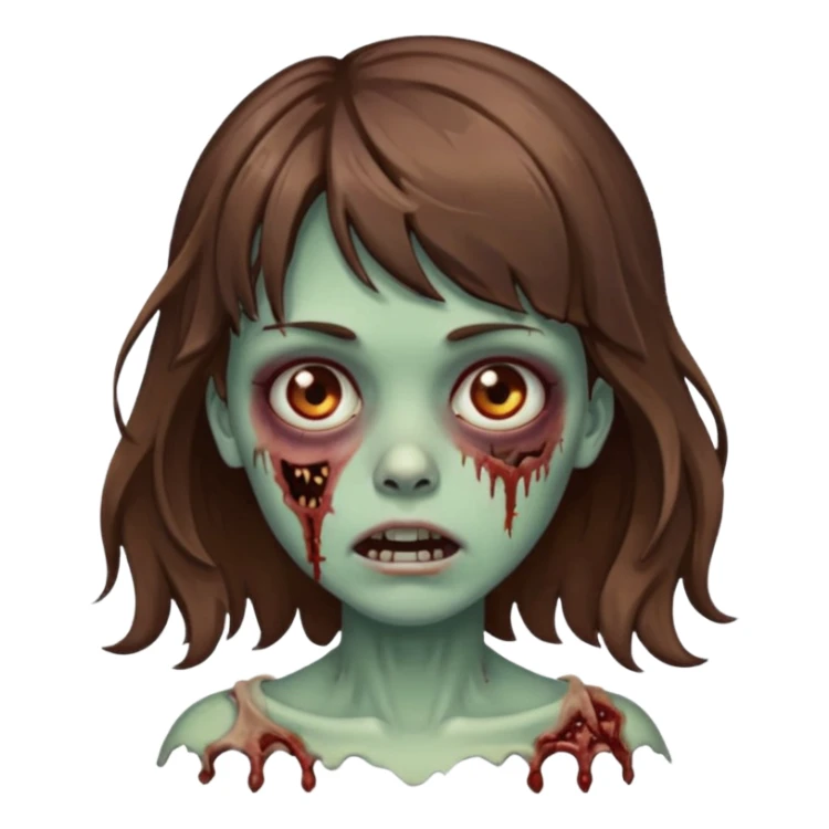 Zombie girl with medium wavy hair and bangs. sticker