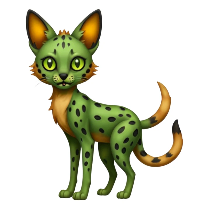Eldritch green-fiery Dark-deep-blackish-Greenish Zombie-serval, full body sticker