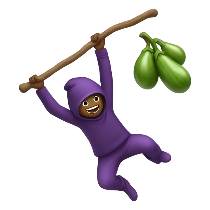 Person swinging on eggplant sticker