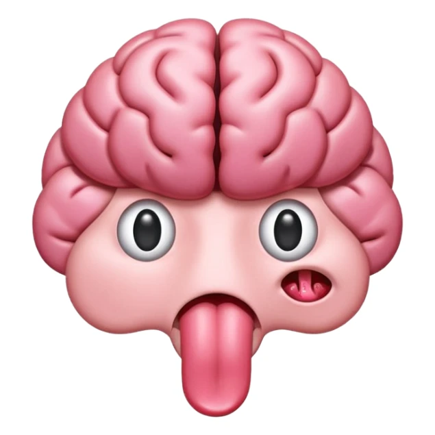 Tongue sticking out of brain with extra grey matter and sopping sticker