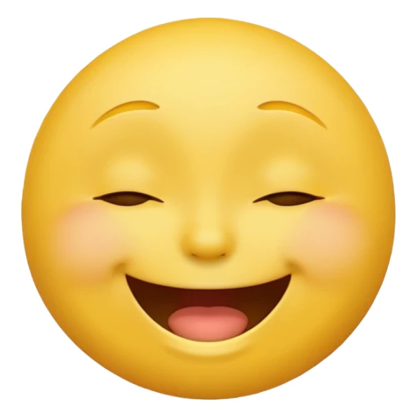 Emoji, yellow round laughing face, closed eyes sticker