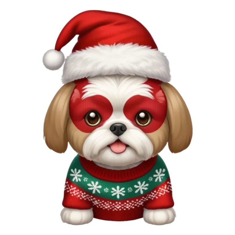Small all OVER dark grey faced shih tzu christmas sweater hat sticker