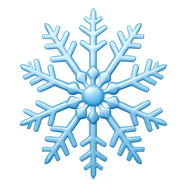 A simple emoji-style snowflake or small snow pile. Cute, clean lines, minimal detail, white and light-blue colors, rounded shapes, soft shading, flat 2D emoji style. sticker