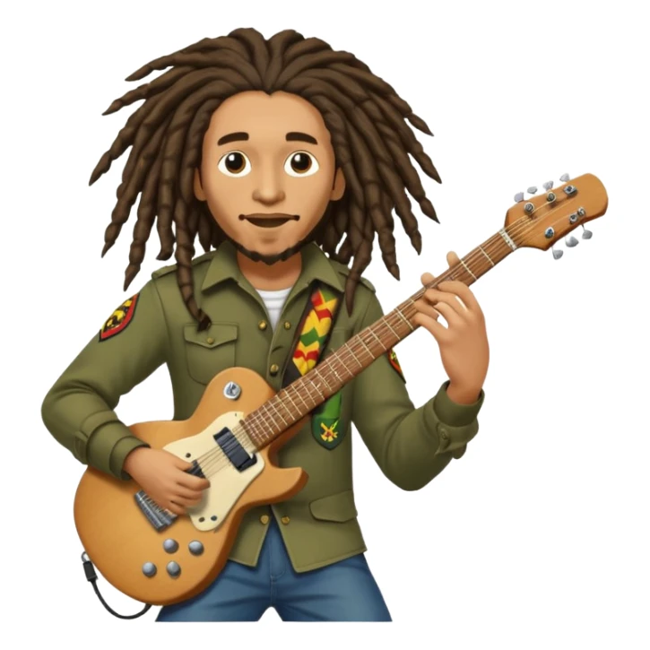  Bob Marley with dreadlocks play electric guitar heraldic crest sticker
