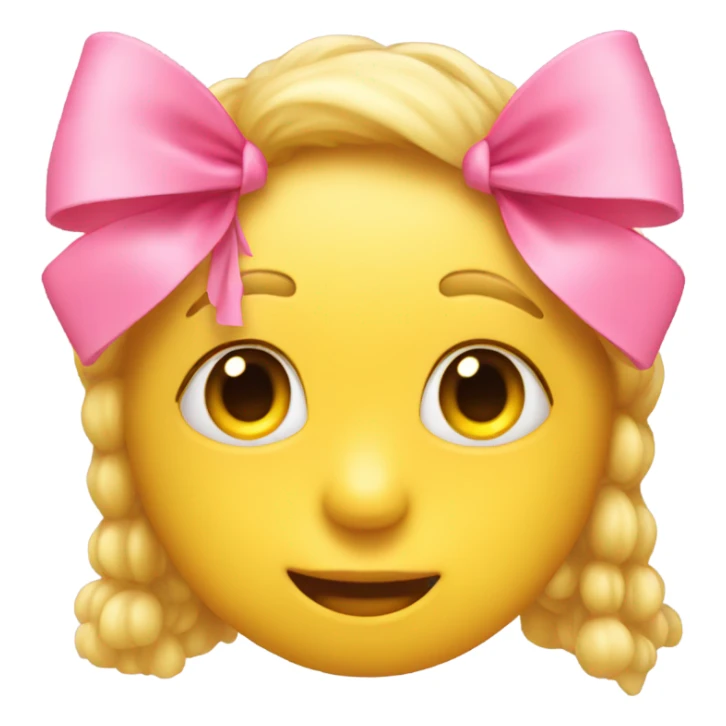 regular yellow emoji but has lashes and a pink bow on top sticker