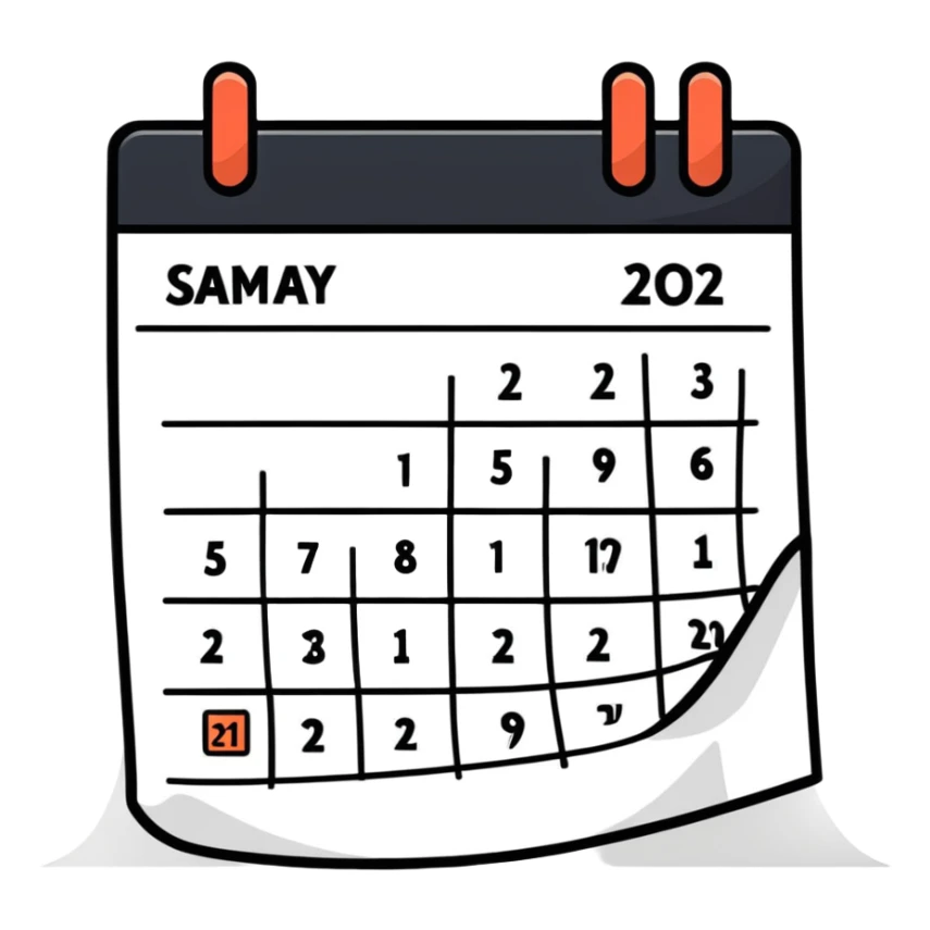 colorful sticker-style icon logo for an open source self-hosted calendar app, inspired by Fantastical, with a calendar page and subtle open source symbol sticker