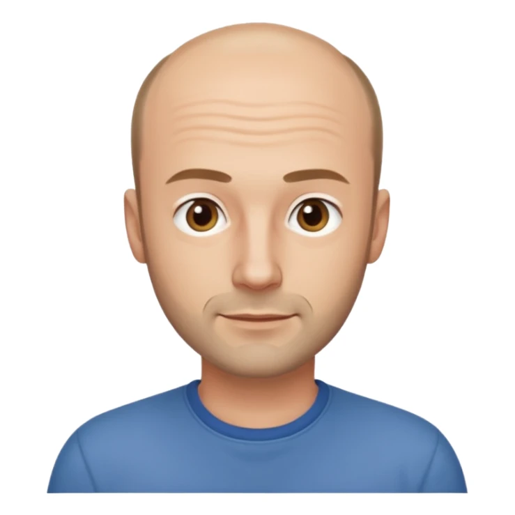 man mid 30's casual clothes balding hairline sticker