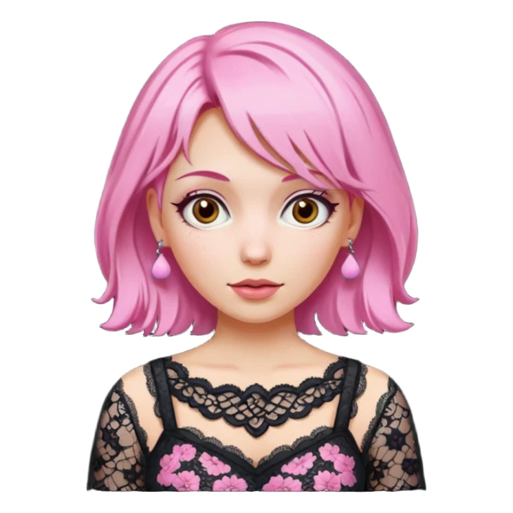 pink haired woman with lace patterned top sticker