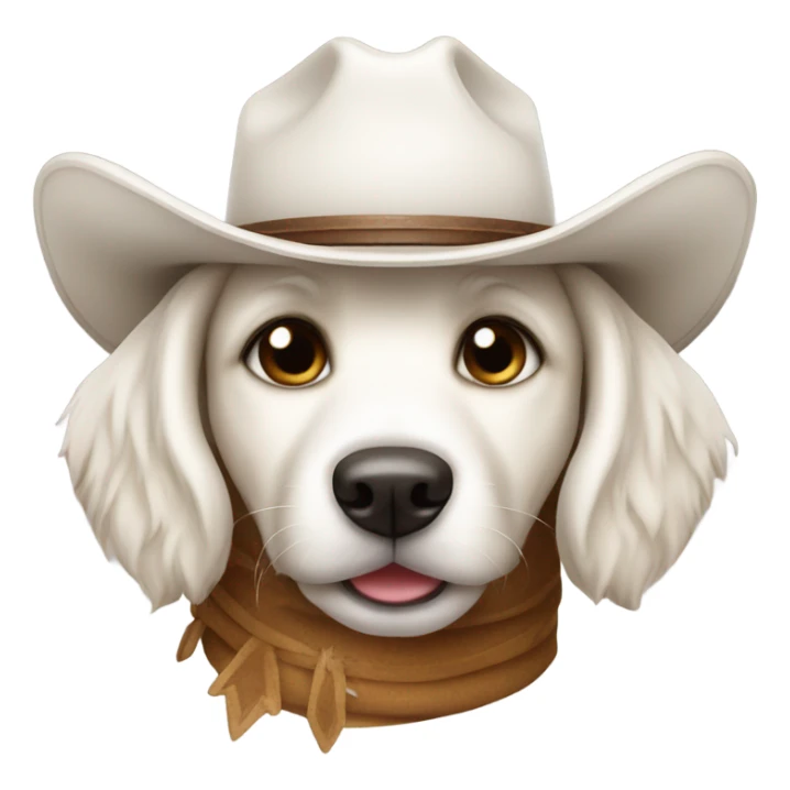 cute white dog with a cowboy hat.  sticker