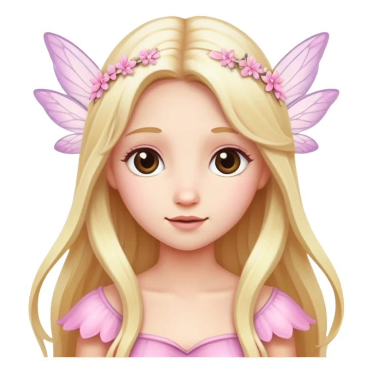 a fairy with long blonde hair, mostly white and light pink sticker