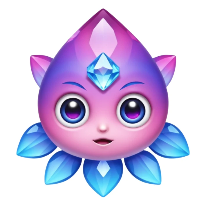 kawaii chibi style crystal sprite creature that is purple, blue, and pink  sticker