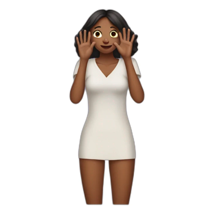 covering up with her hands sticker