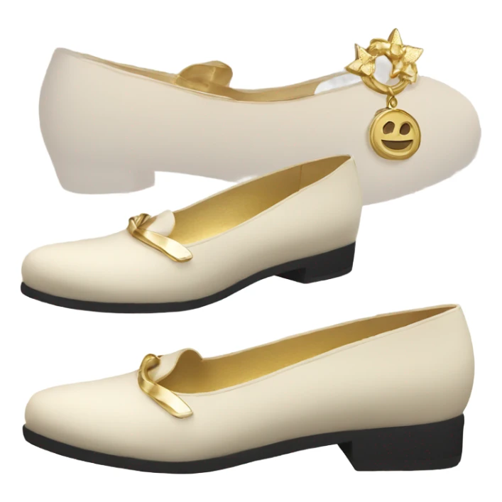 Cream color flat shoes with gold accents  sticker