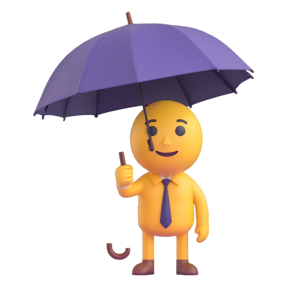 Change the umbrella to be closed, keep the man holding it out as if to shake hands, same 3D emoji style, no background. sticker