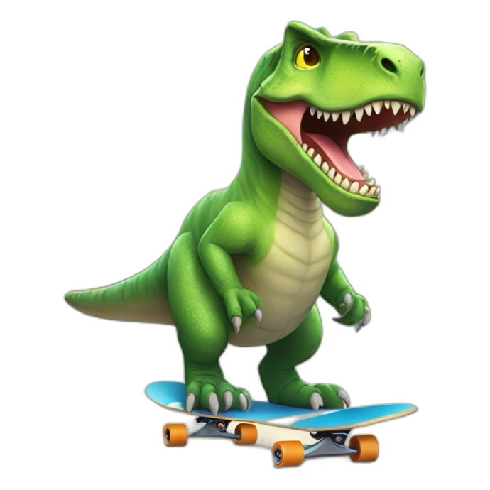 huge cat dinosaur riding a skateboard sticker