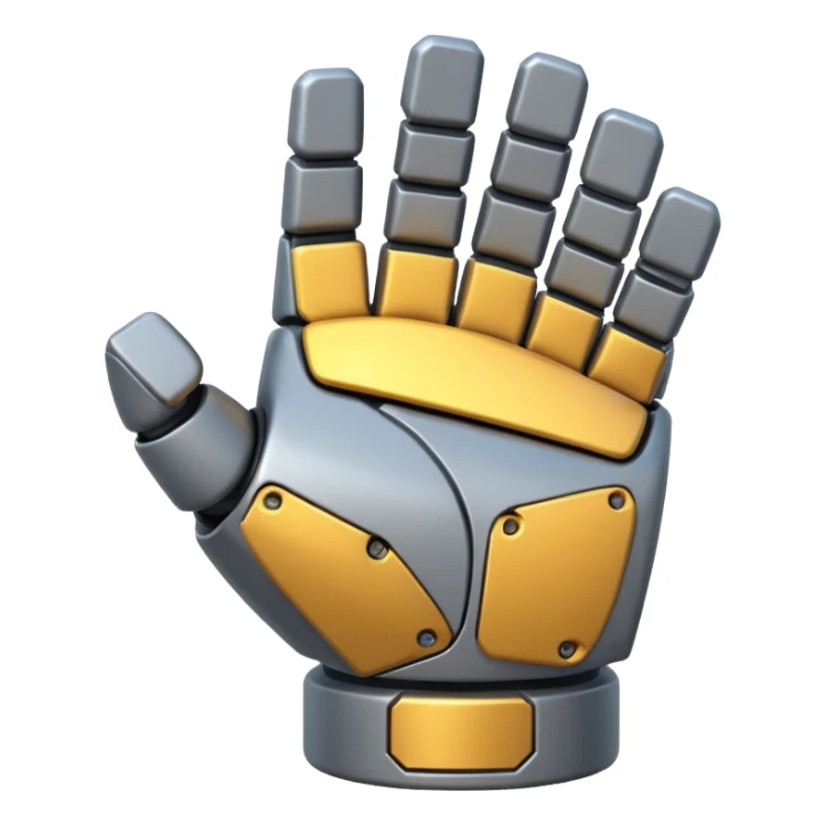 bulky robot fist, top-down angle, emoji style sticker